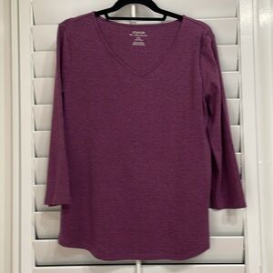 Chico’s Ultimate Tee, V-Neck, Size 2 (10/12) Violet, 3/4 sleeve.
